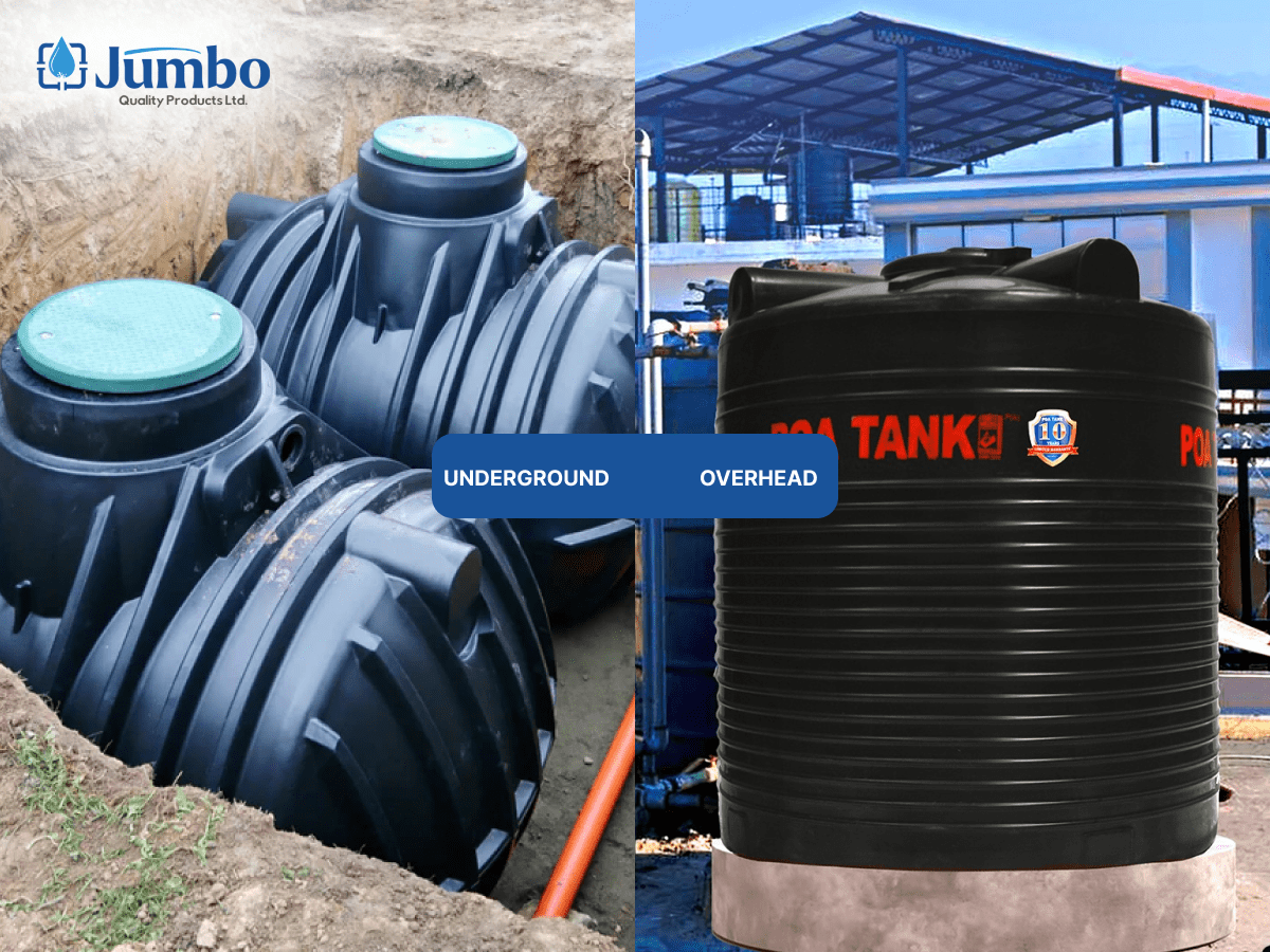 Comparison of underground and overhead water storage systems featuring Jumbo Quality, the best water tanks in Kenya.